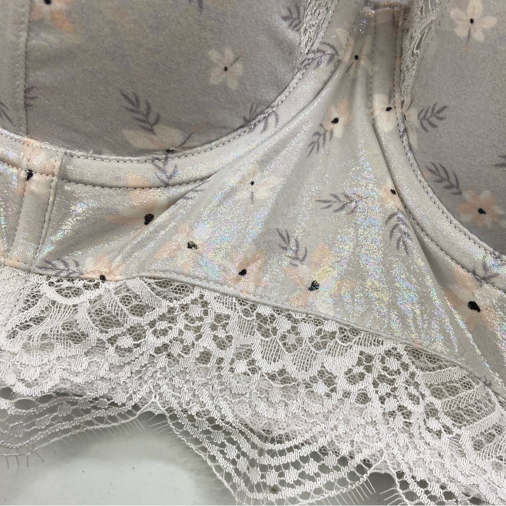 EUC Victoria’s Secret Dream Angels Demi Double Floral Lace Shimmer Bra 32DD - Picture 5 of 12